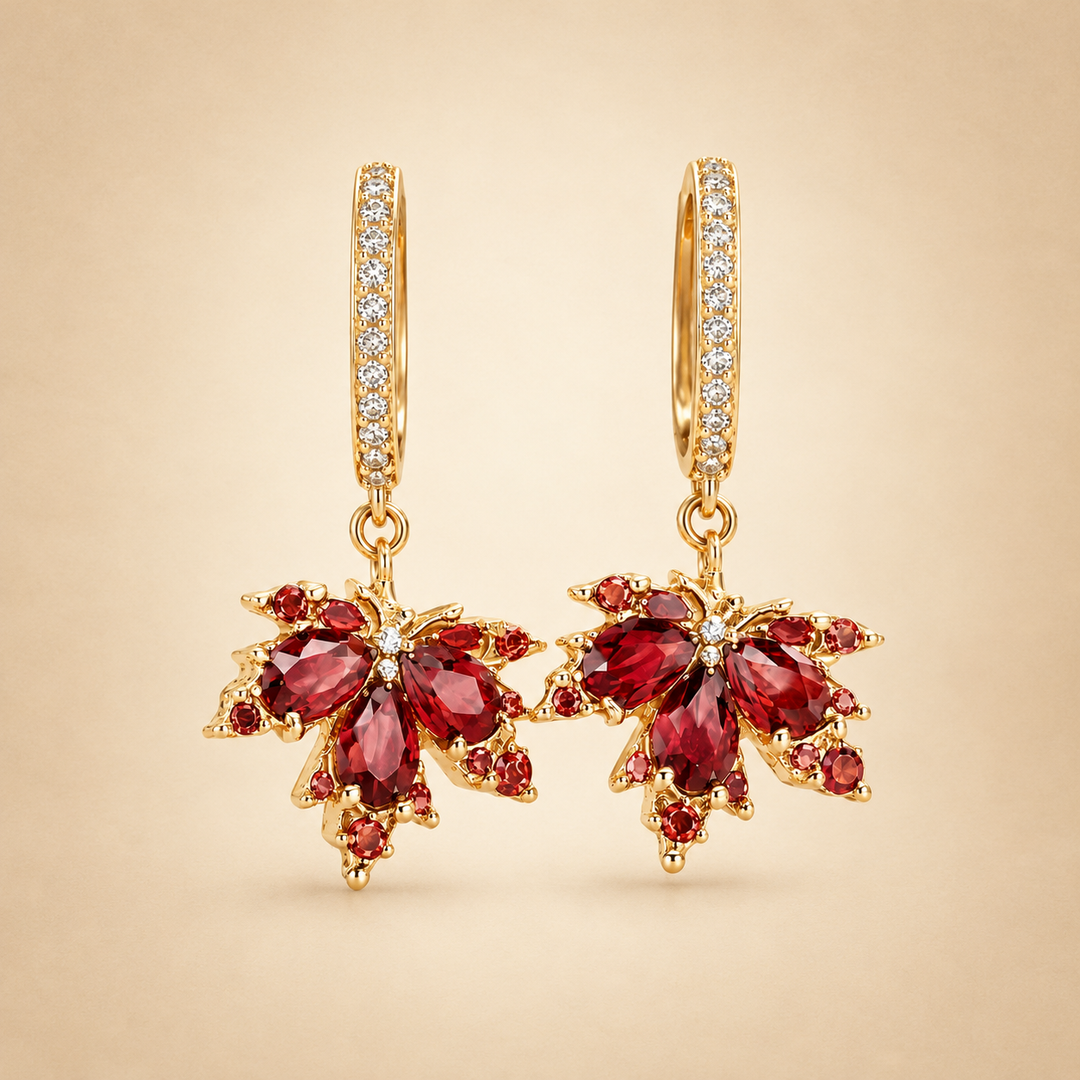 Boucles d’Oreilles Pendantes Feuille d’Érable Or Femme